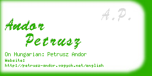 andor petrusz business card